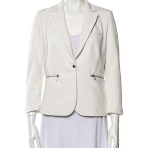 Veronica Beard Cream Blazer Jacket Zipper Detail‎ Collared Single Button